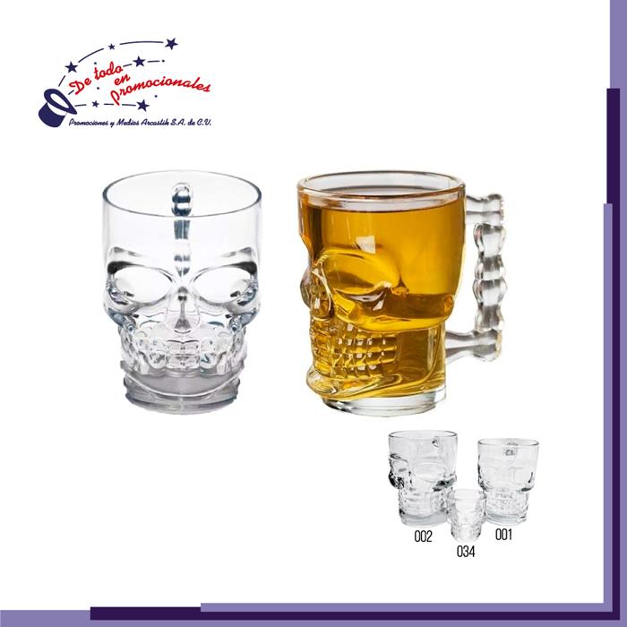 Tarro Cervecero de Vidrio en Forma de Craneo Modelo CR-001