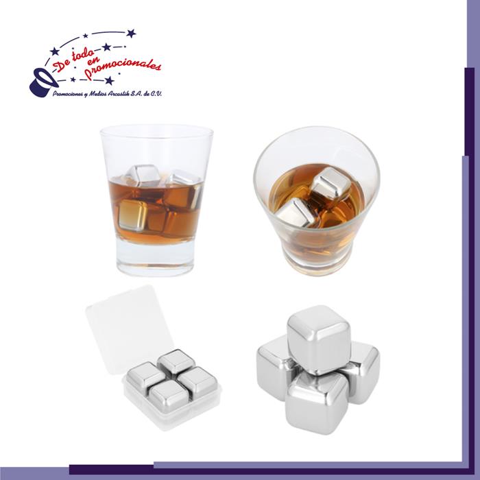 Estuche de Plástico con 4 Hielos de Acero Inoxidable Modelo E-HO038